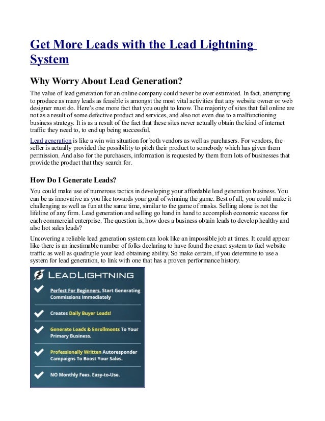 lead generation system lead lightning