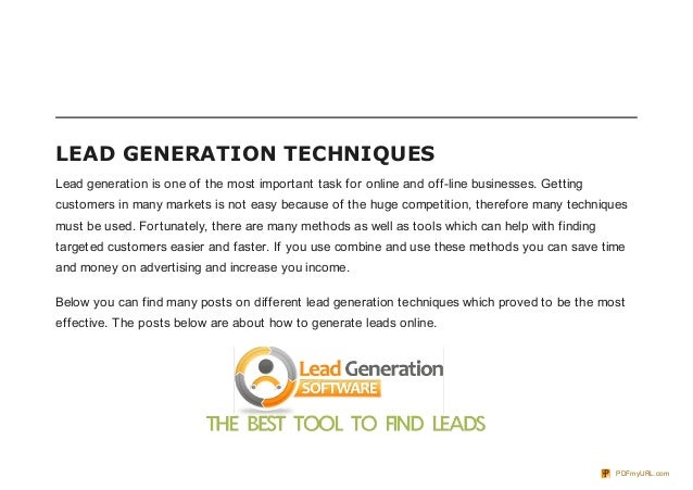 Lead Generation Techniques 10 Sources You Must To Read