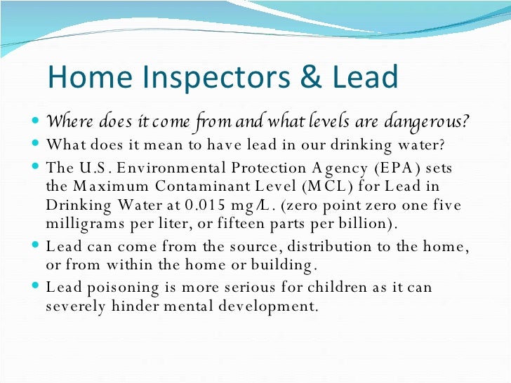 Lead In Drinking Water