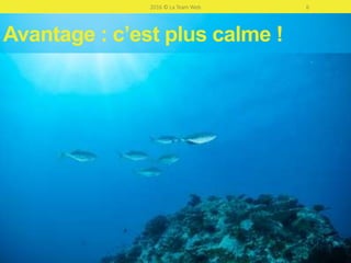 Avantage : c’est plus calme !
2016 © La Team Web 6
 