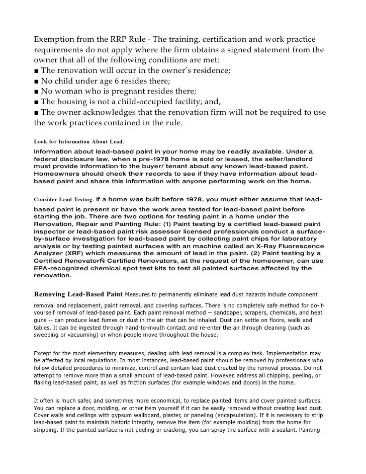 Lead Paint Removal Certification Lead Paint Removal Certification