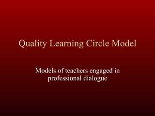 Quality Learning Circle Model Models of teachers engaged in professional dialogue 