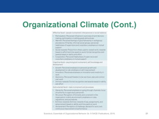 Organizational Climate (Cont.)
Scandura, Essentials of Organizational Behavior 2e. © SAGE Publications, 2019. 21
 