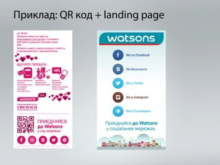 Приклад: QR код + landing page 
 