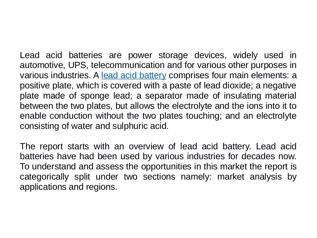 Lead Acid Battery Market: Facts, Figures and Analytical Insights 2014