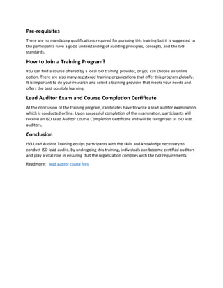 lead auditor course fees ppt