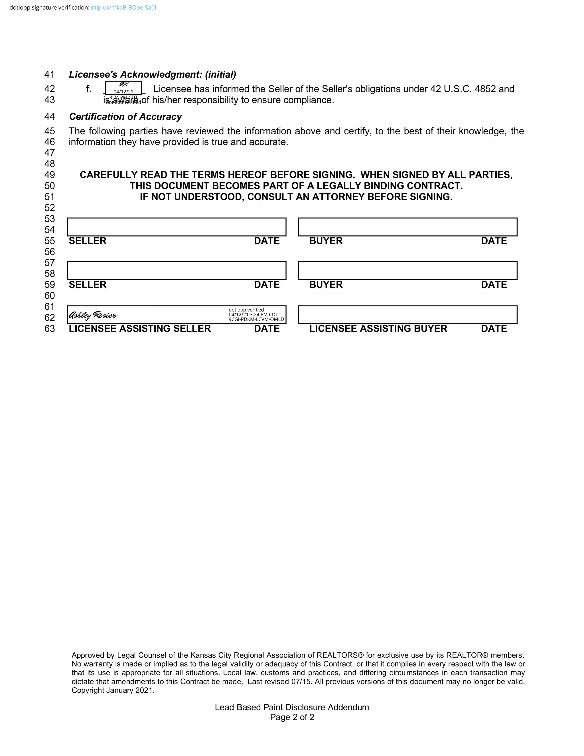 Lead Based Paint Disclosure