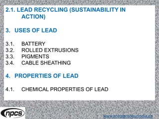 Lead In Use Lead Battery Recycling | PPTX