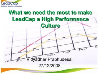 What we need the most to make LeadCap a High Performance Culture Vidyadhar Prabhudesai 27/12/2008 