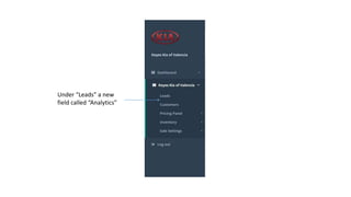Under “Leads” a new
field called “Analytics”
 
