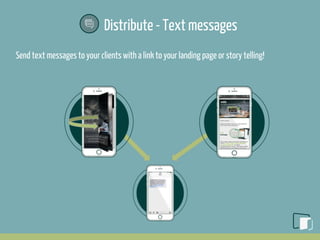 Distribute - Text messages
Send text messages to your clients with a link to your landing page or story telling!
 