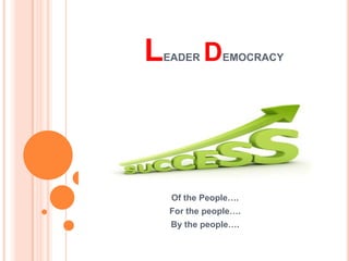 L
EADER      DEMOCRACY




    Of the People….
    For the people….
    By the people….
 