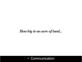 How big is an acre of land…




     • Communication
 