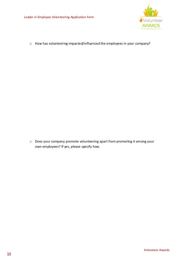 ivolunteer awards leader in employee volunteering application form