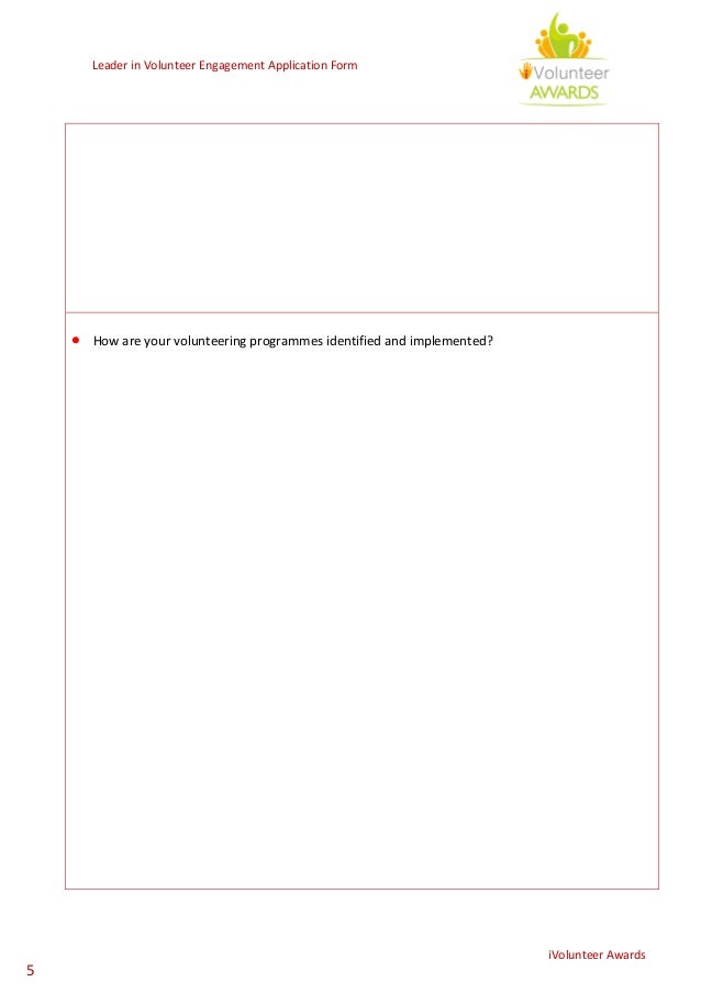 ivolunteer awards leader in volunteer engagement application form volunteering application form