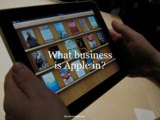 What business
 is Apple in?



   http://www.apple.com/
 