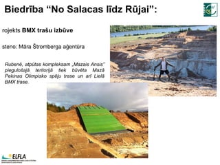 Biedrība “No Salacas līdz Rūjai”: Projekts  BMX trašu izbūve Īsteno: Māra Štromberga aģentūra Rubenē, atpūtas kompleksam „Mazais Ansis” piegulošajā teritorijā tiek būvēta Mazā Pekinas Olimpisko spēļu trase un arī Lielā BMX trase. 