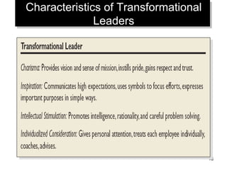 Characteristics of Transformational Leaders 