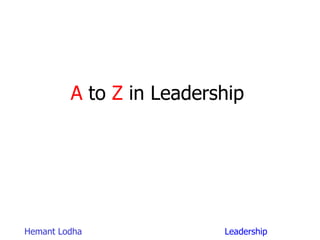 A  to  Z  in Leadership 