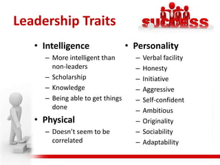 Leadership Styles Leader by the position achieved