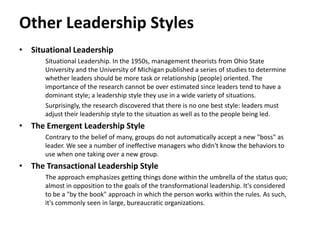 The Autocratic Leadership Style<br />This is often considered the classical approach. It is one in which the manager retai...
