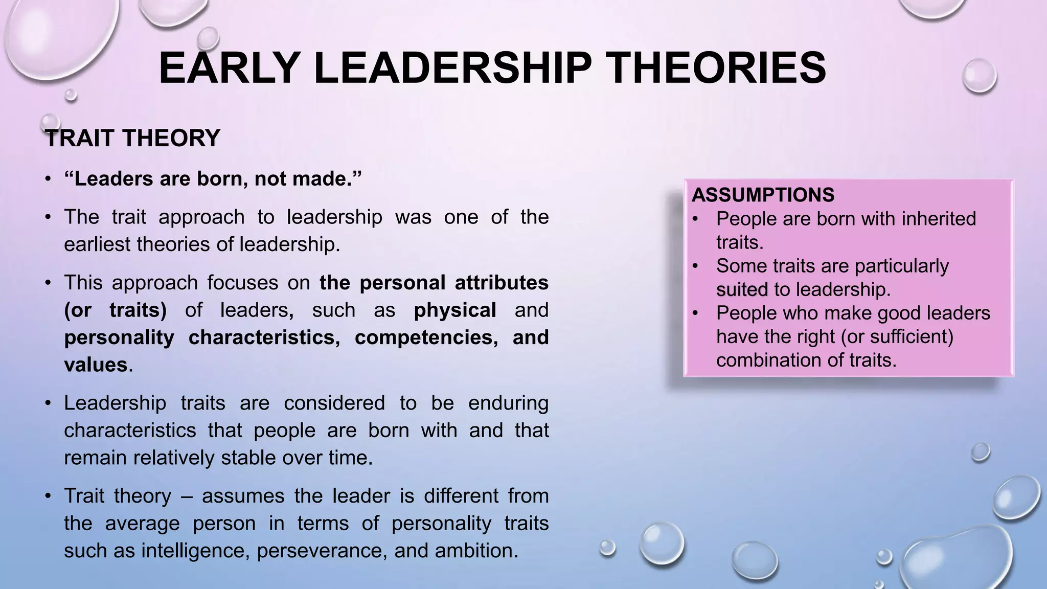 Stable Leadership Leadership theories | PPTX