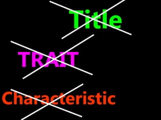 Title
TRAIT
Characteristic
 