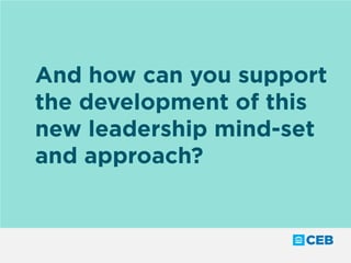 And how can you support
the development of this
new leadership mind-set
and approach?
 