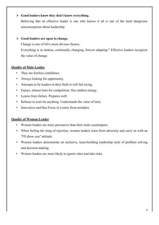 Leadership Male Vs Female | PDF