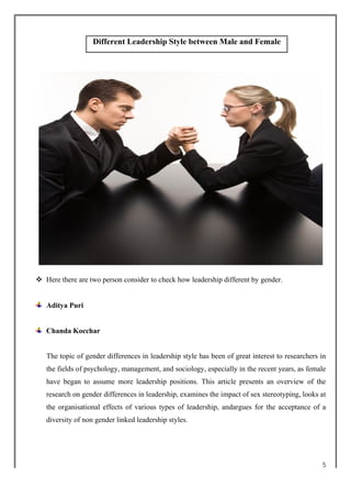 Leadership Male Vs Female | PDF