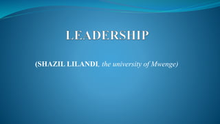 (SHAZIL LILANDI, the university of Mwenge)
 
