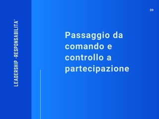 Passaggio da
comando e
controllo a
partecipazione
LEADERSHIP-RESPONSABILITA'
09
 