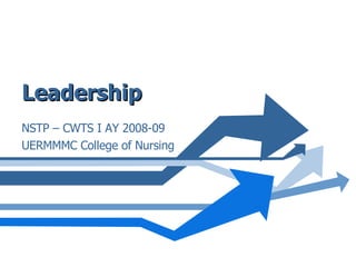 Leadership NSTP – CWTS I AY 2008-09 UERMMMC College of Nursing 