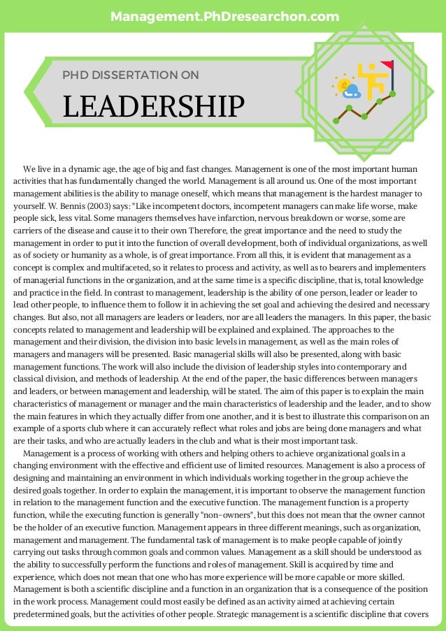 Doctoral dissertation in educational leadership