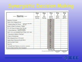 Synergistic Decision Making
 
