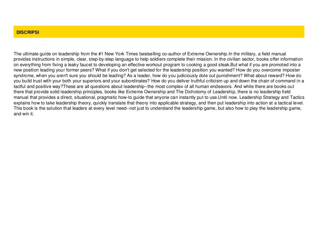 Leadership Strategy and Tactics: Field Manual AUDIO CD