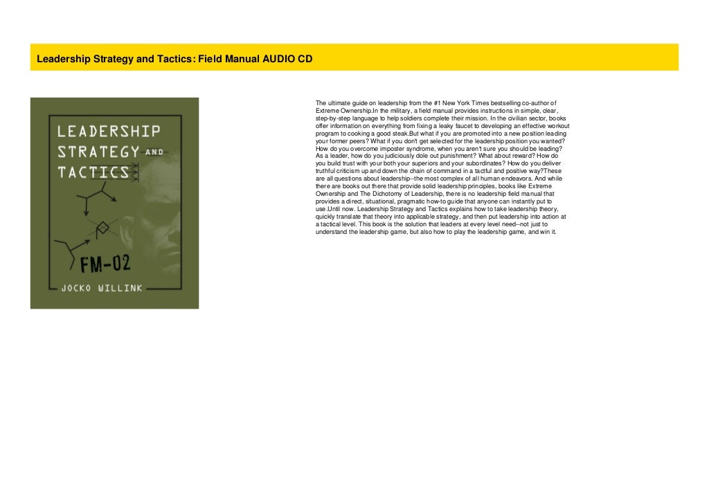 Leadership Strategy and Tactics: Field Manual AUDIO CD