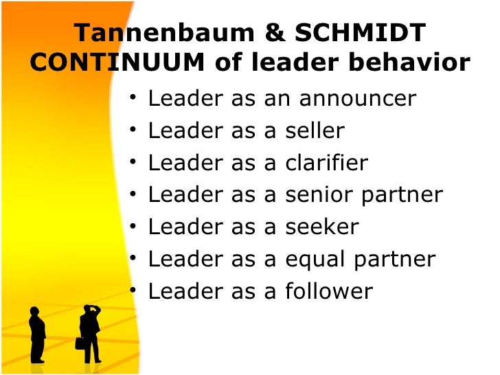 tannnebaum schmidt s continuum of leadership Free college essay tannnebaum & schmidt’s continuum of leadership theory (task, followers, and him/herself) review tannenbaum & schmidt’s theory and use it to explain why leaders should. tannnebaum schmidt s continuum of leadership Free college essay tannnebaum & schmidt’s continuum of leadership theory (task, followers, and him/herself) review tannenbaum & schmidt’s theory and use it to explain why leaders should.