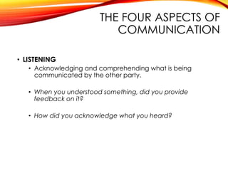 Key Communication Aspects Leadership: The Four Aspects of Communication | PPTX