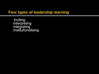 Inviting 
Interpreting 
Integrating 
Institutionalising 
 