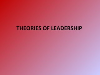 THEORIES OF LEADERSHIP
 