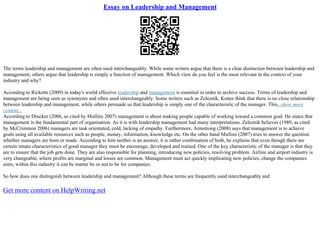 Leadership And Management And Leadership PPT