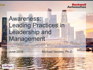 Awareness:
Leading Practices in
Leadership and
Management
June 2016 Michael Netzley, Ph.D.
 