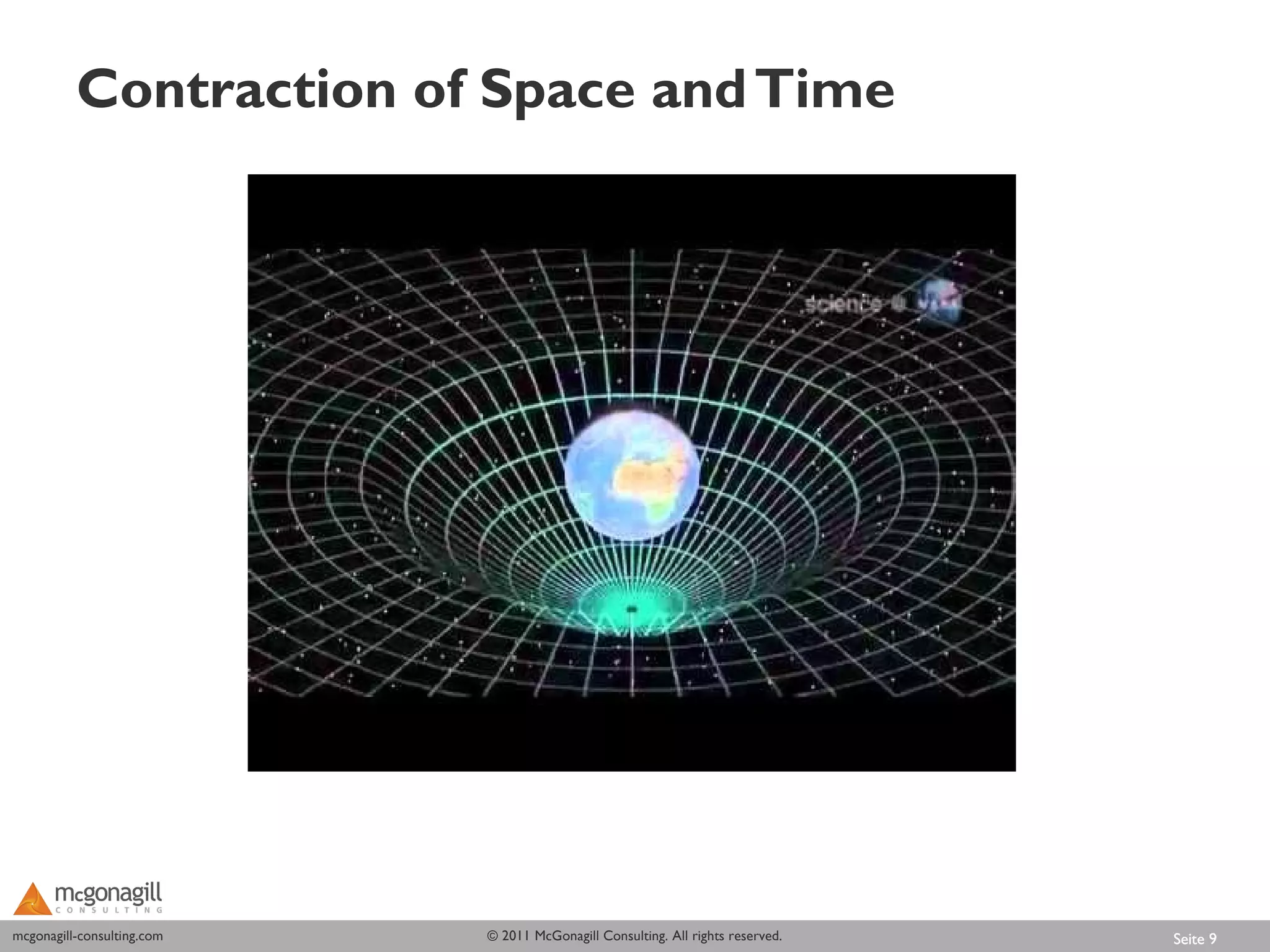 Contraction of Space and Time




mcgonagill-consulting.com
mcgonagill-consulting.com   © 2011 McGonagill Consulting. All rights reserved.   Seite 9
 