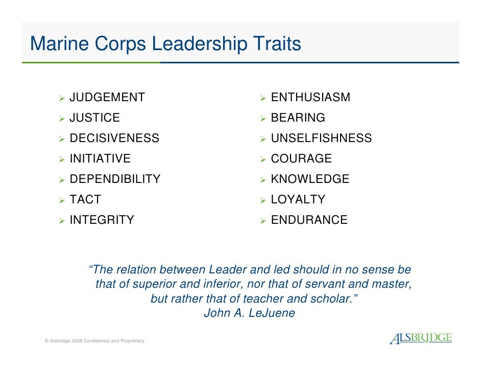 leadership as a way of life usmc leadership traits