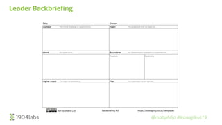 @mattphilip #leanagileus19
Leader Backbriefing
 