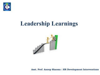 Leadership Learnings




   Asst. Prof. Anoop Sharma : HR Development Interventions
 