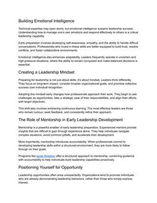 Developing Leadership Skills Before Promotion: Early Preparation ...