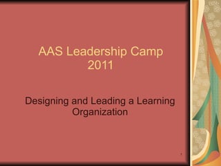 AAS Leadership Camp 2011 Designing and Leading a Learning Organization 