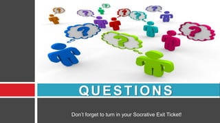 Don’t forget to turn in your Socrative Exit Ticket!
QUESTIONS
 
